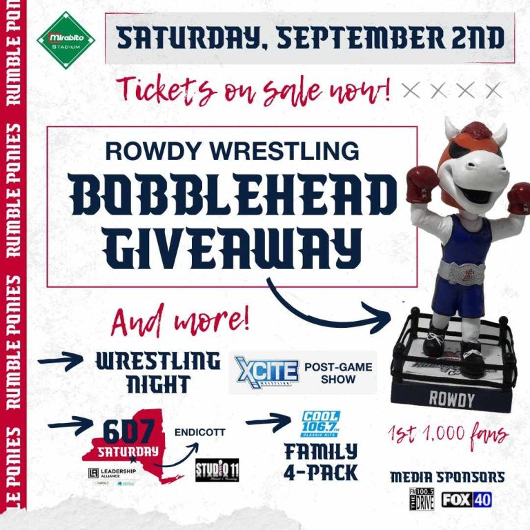 September 2, 2023 Birmingham Rumble Ponies – Rowdy Wrestling Bobblehead