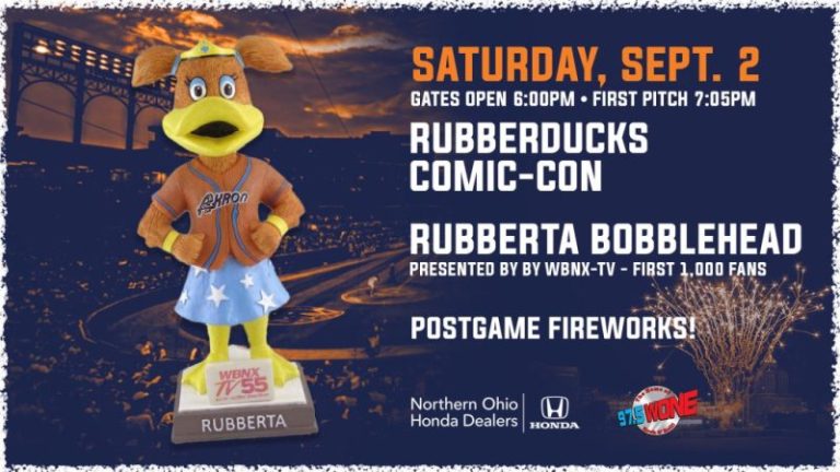 Septemeber 2, 2023 Akron Rubberducks – Rubberta Bobblehead
