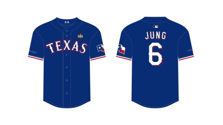 July 3, 2023 Texas Rangers – Josh Jung Replica Postseason Jersey